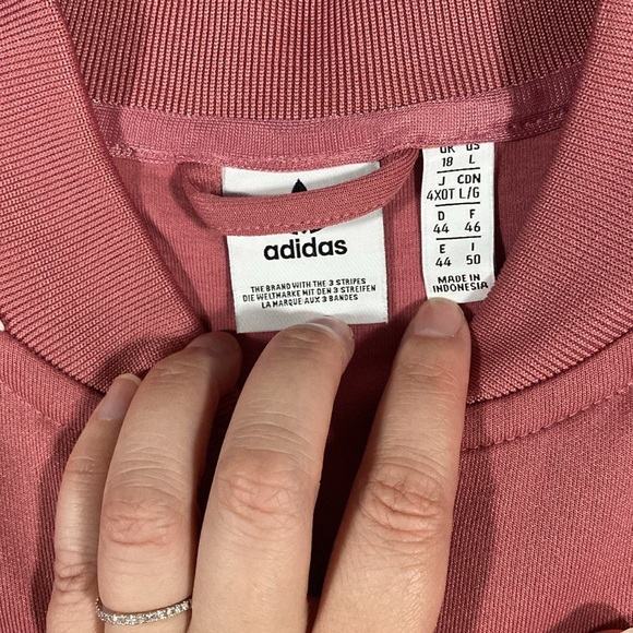 Adidas 3 White Stripes Pink Track Jacket Size Large - Picture 3 of 5